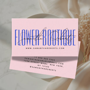 Modern florist flower boutique pink blue business card