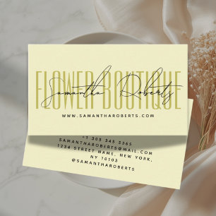 Modern florist flower boutique yellow green  business card