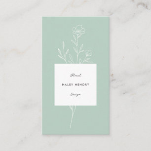 Modern Florist Minimalist Floral Green Business Card