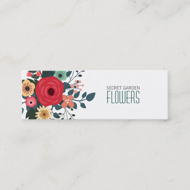 Modern Florist Skinny Business Cards (Front)