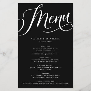Modern Flourish Script, Black Paper Menu