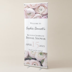 Modern flower blush pink Bridal shower Retractable Banner