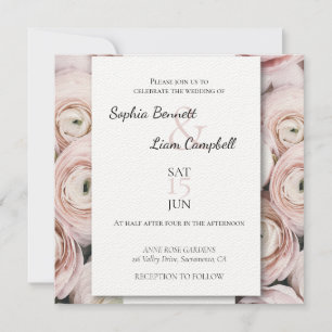 Modern flower blush pink wedding invitation