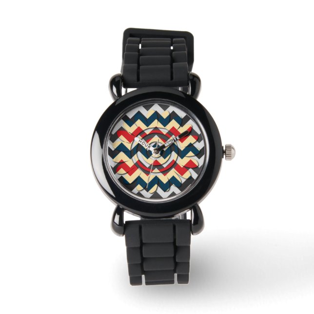 Modern Flower Chevron Zigzap Pattern 2 Watch (Front)
