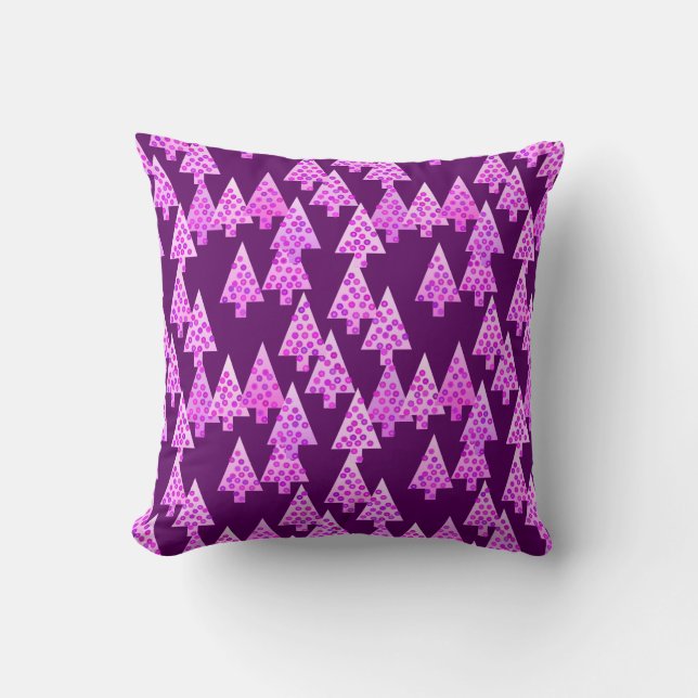 Modern flower Christmas trees - amethyst purple Cushion (Front)
