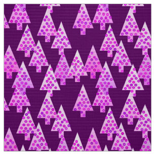 Modern flower Christmas trees - amethyst purple Fabric