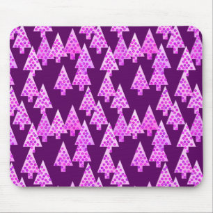 Modern flower Christmas trees - amethyst purple Mouse Mat