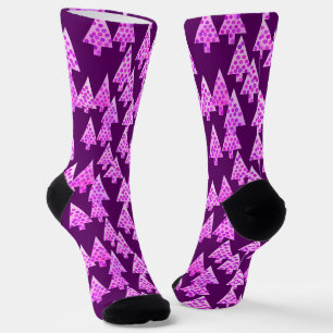 Modern Flower Christmas Trees, Amethyst Purple Socks