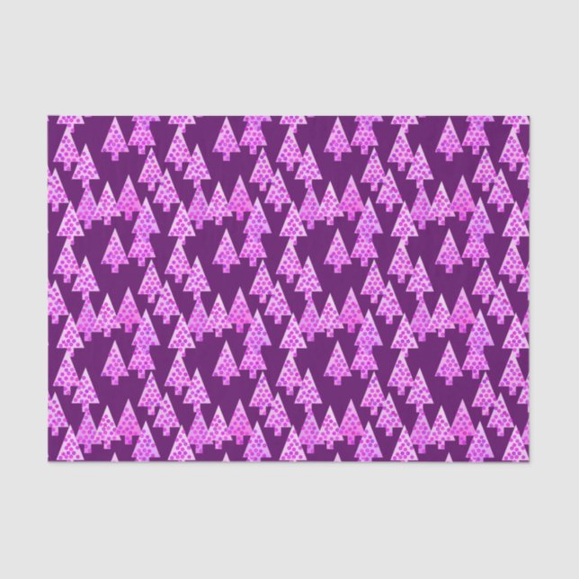 Modern flower Christmas trees - amethyst purple Tissue Paper (Front)