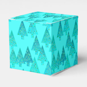 Modern flower Christmas trees - aqua & peacock Favour Box