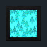 Modern flower Christmas trees - aqua & peacock Gift Box<br><div class="desc">Mid-Century Modern,  flower embellished,  Christmas trees in a silky gradient - trees in a shades of turquoise / peacock on a pastel aqua background</div>