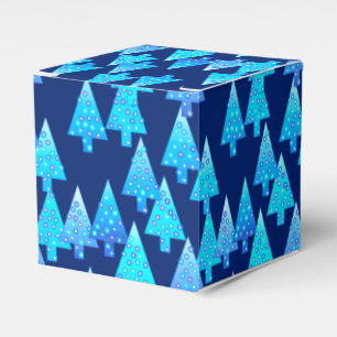 Modern flower Christmas trees - cobalt blue Favour Box