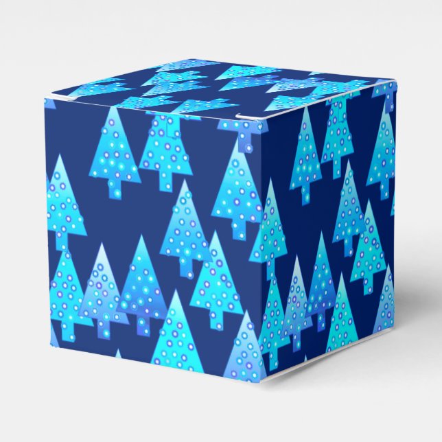 Modern flower Christmas trees - cobalt blue Favour Box (Front Side)