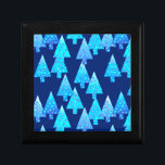 Modern flower Christmas trees - cobalt blue Gift Box<br><div class="desc">Mid-Century Modern,  flower embellished,  Christmas trees in a silky gradient - trees in shades of pale blue and aqua on a deep cobalt blue background</div>