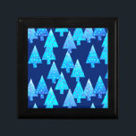 Modern flower Christmas trees - cobalt blue Gift Box<br><div class="desc">Mid-Century Modern,  flower embellished,  Christmas trees in a silky gradient - trees in shades of pale blue and aqua on a deep cobalt blue background</div>