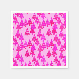 Modern flower Christmas trees - fuchsia pink Napkin