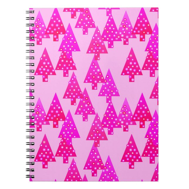 Modern flower Christmas trees - fuchsia pink Notebook (Front)