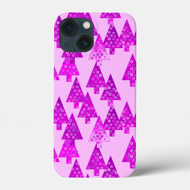 Modern Flower Christmas Trees, orchid and violet Case-Mate iPhone Case (Back)