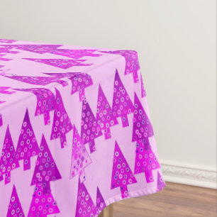 Modern Flower Christmas Trees, orchid and violet Tablecloth