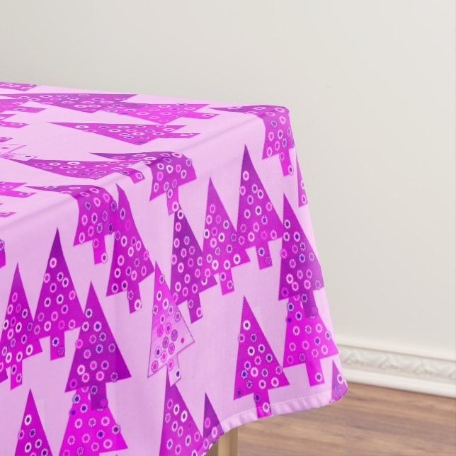 Modern Flower Christmas Trees, orchid and violet  Tablecloth (In Situ)