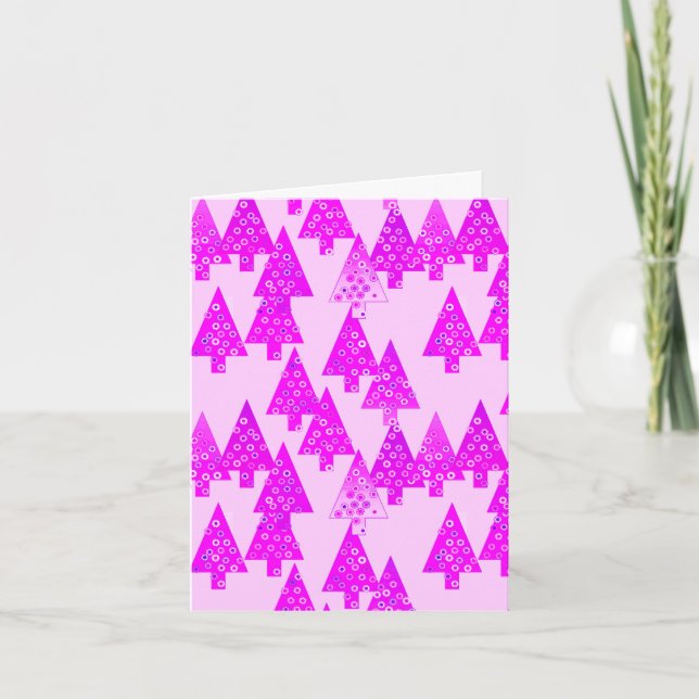 Modern flower Christmas trees - orchid Holiday Card (Front)