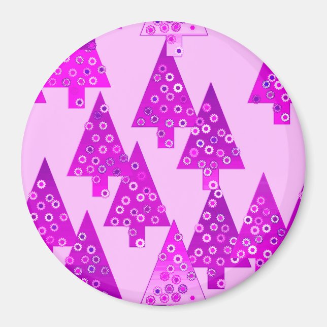Modern flower Christmas trees - orchid Magnet (Front)