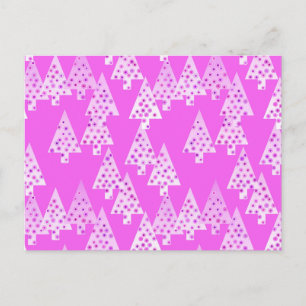 Modern flower Christmas trees - orchid pink Holiday Postcard