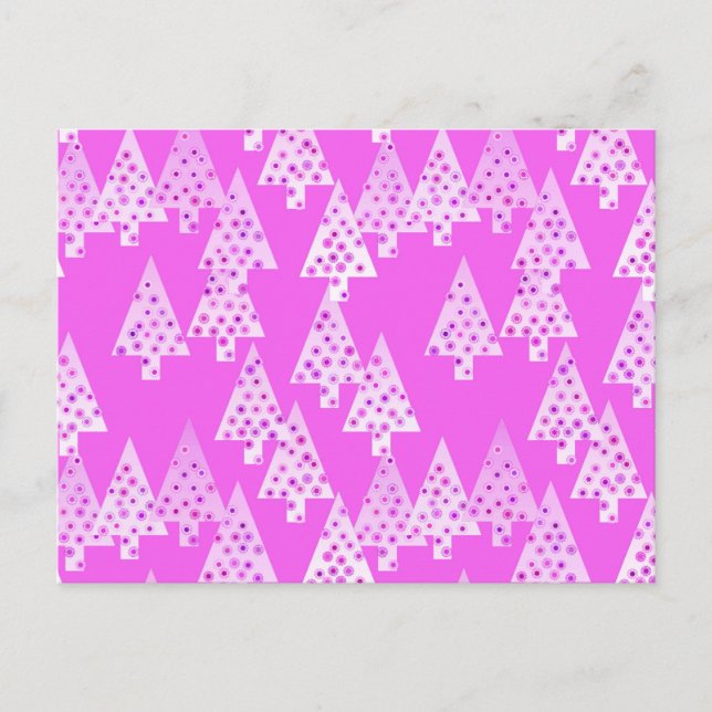 Modern flower Christmas trees - orchid pink Holiday Postcard (Front)