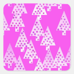 Modern flower Christmas trees - orchid pink Square Sticker