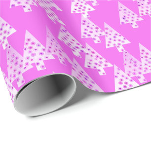 Modern flower Christmas trees - orchid pink Wrapping Paper