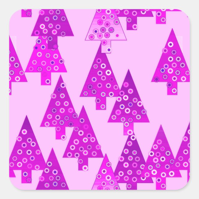 Modern flower Christmas trees - orchid Square Sticker (Front)