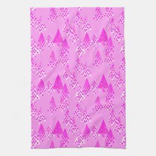 Modern flower Christmas trees - orchid & violet Tea Towel