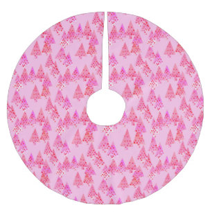 Modern flower Christmas trees - pastel pink Brushed Polyester Tree Skirt