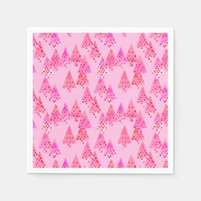 Modern flower Christmas trees - pastel pink Napkin (Front)
