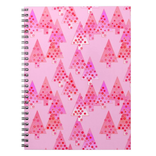 Modern flower Christmas trees - pastel pink Notebook (Front)