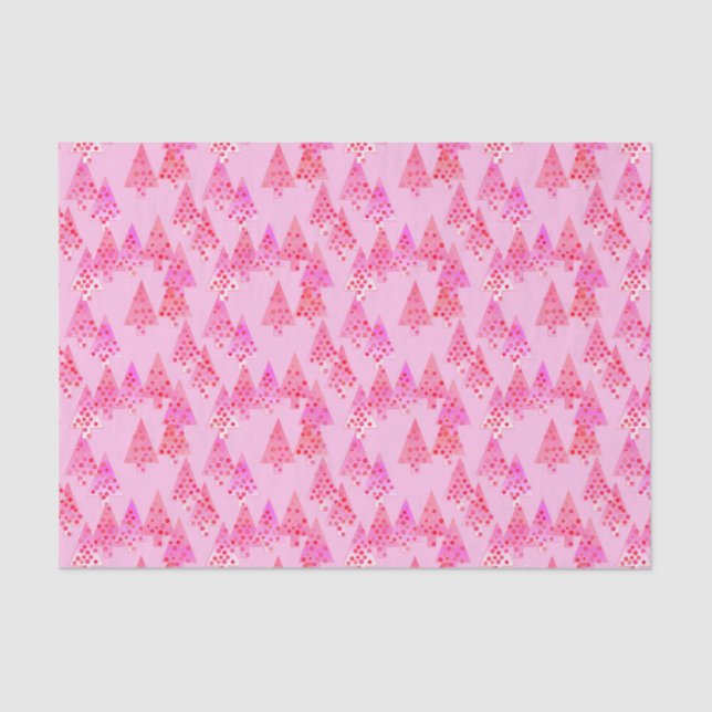 Modern flower Christmas trees - pastel pink Tissue Paper (Front)