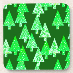 Modern flower Christmas trees - pine green Coaster