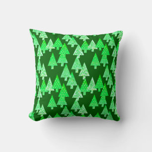 Modern flower Christmas trees - pine green Cushion