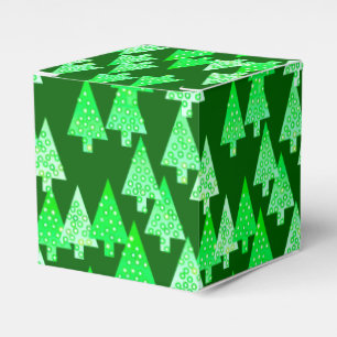 Modern flower Christmas trees - pine green Favour Box
