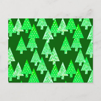Modern flower Christmas trees - pine green Holiday Postcard