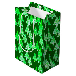 Modern Flower Christmas Trees, pine green Medium Gift Bag
