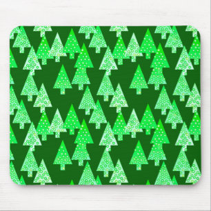 Modern flower Christmas trees - pine green Mouse Mat