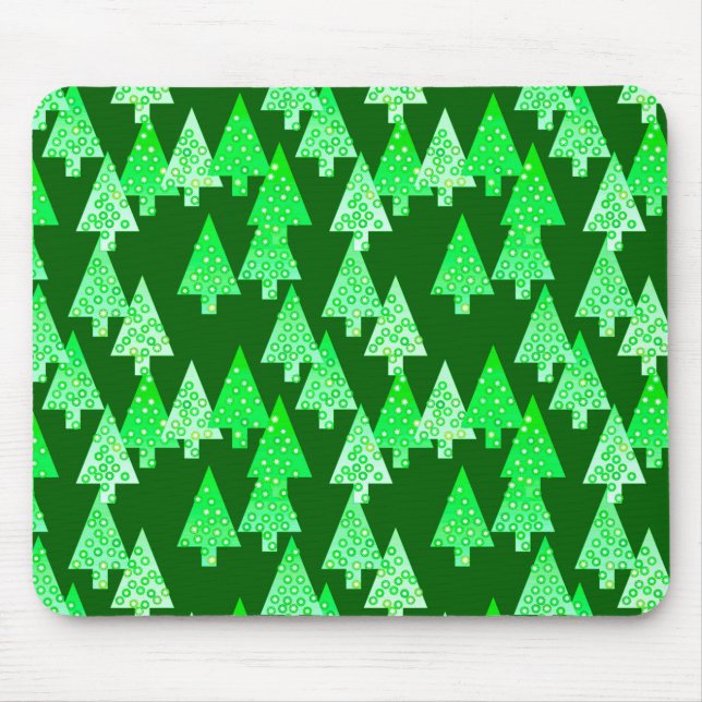 Modern flower Christmas trees - pine green Mouse Mat (Front)
