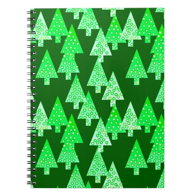 Modern flower Christmas trees - pine green Notebook (Front)