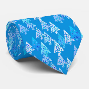 Modern flower Christmas trees - sea blue Tie
