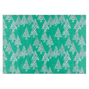 Modern flower Christmas trees - seafoam green Cutting Board