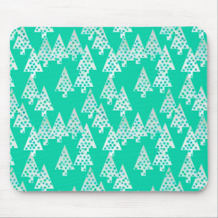 Modern flower Christmas trees - seafoam green Mouse Mat