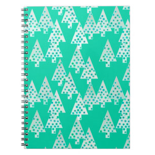 Modern flower Christmas trees - seafoam green Notebook
