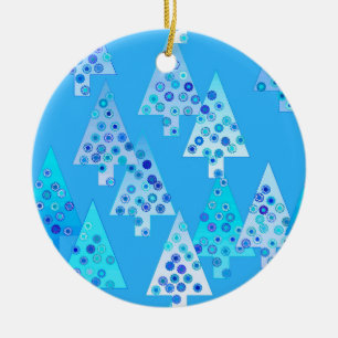 Modern flower Christmas trees - sky blue Ceramic Tree Decoration
