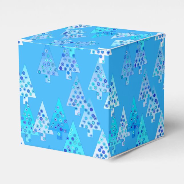 Modern flower Christmas trees - sky blue Favour Box (Front Side)